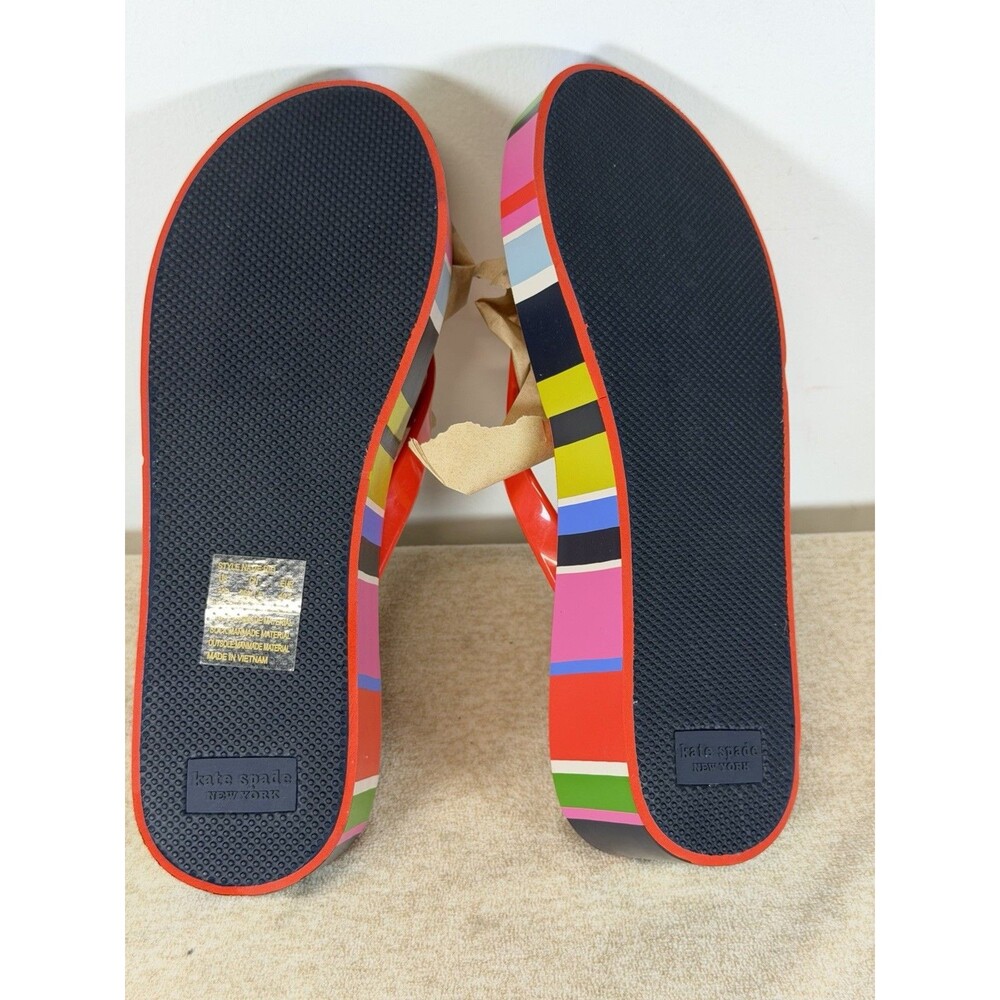 Kate Spade New York Rhett Wedge Sandals Rubber Thong Flip Flops 10 M Stripes - Picture 12 of 13